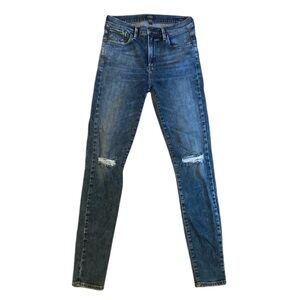 Agolde Sophie Skinny Ripped Distressed Knees High Rise Acid Wash Denim Jeans 27